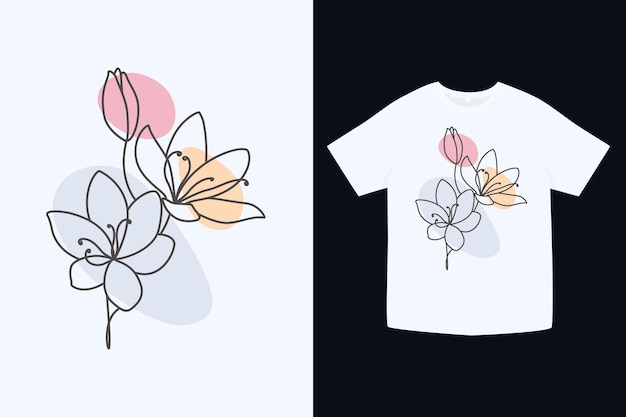 Flowers lined t-shirt design