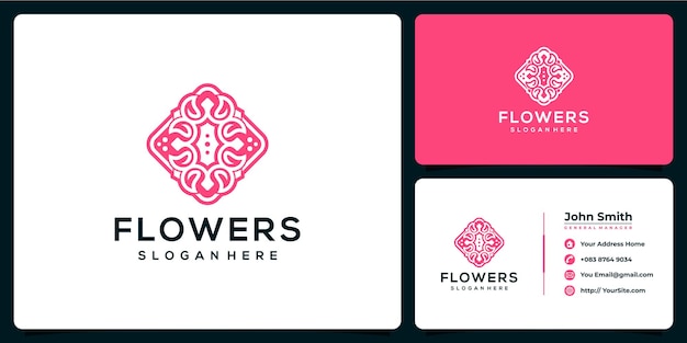 Flowers logo design with business card