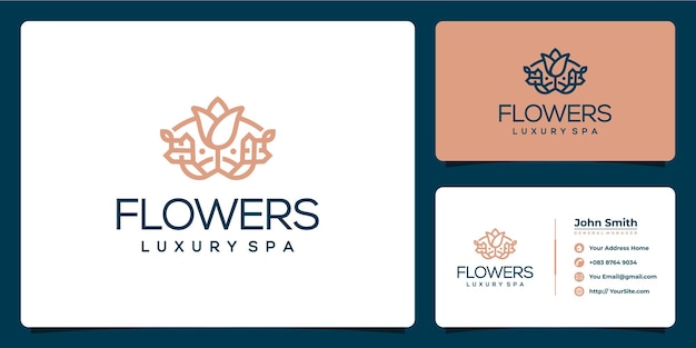 Flowers luxury spa logo design and business card