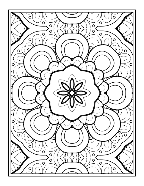 Flowers mandala coloring book design