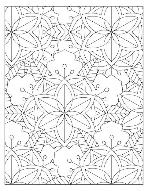 Flowers mandala coloring pattern design