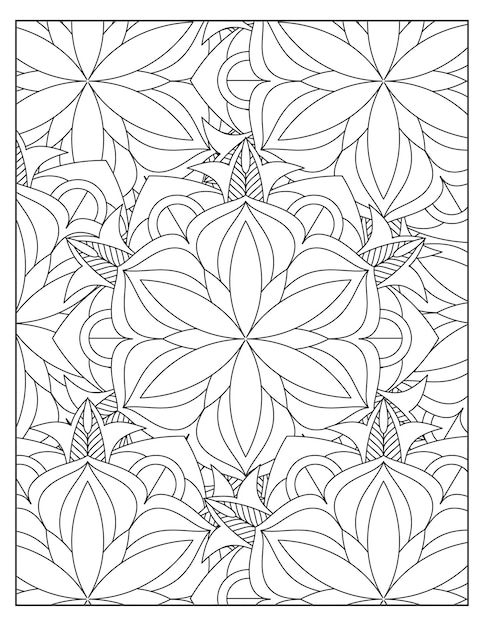 Flowers mandala coloring pattern design