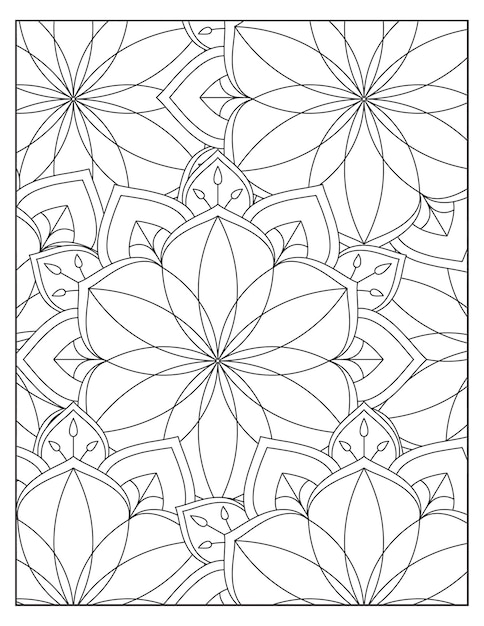 Flowers mandala coloring pattern design