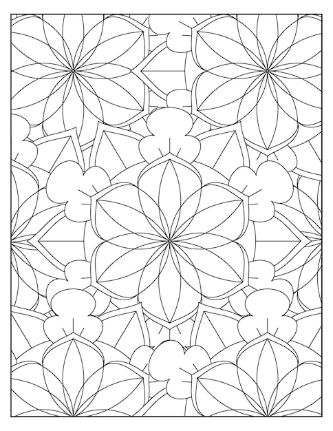 Flowers mandala coloring pattern design