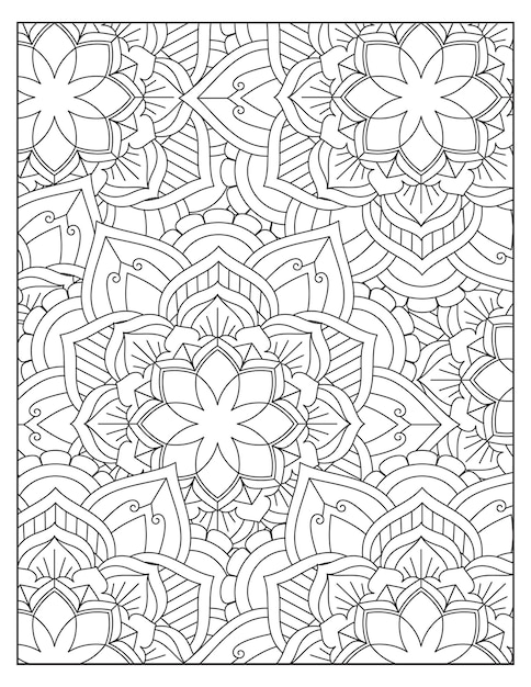 Flowers mandala coloring pattern design