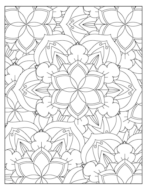 Flowers mandala coloring pattern design