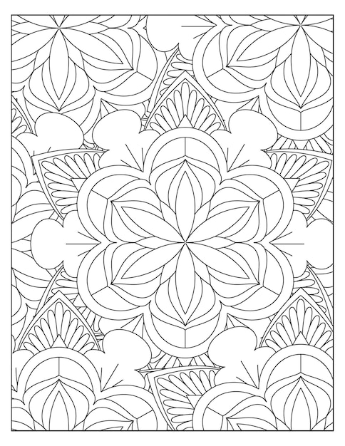 Flowers mandala coloring pattern design