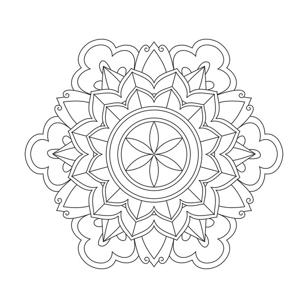 Flowers mandala coloring pattern design