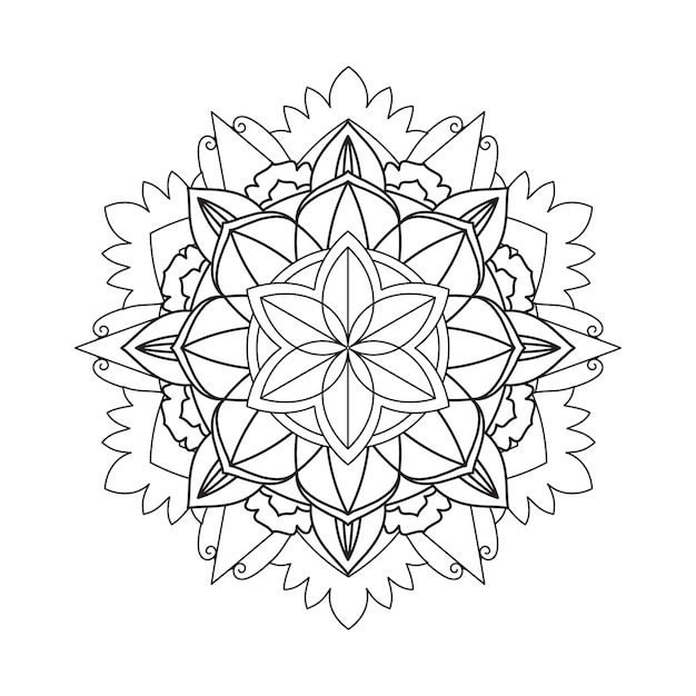 Flowers mandala coloring pattern design