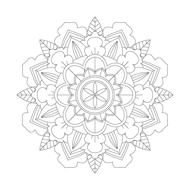 Flowers mandala coloring pattern design