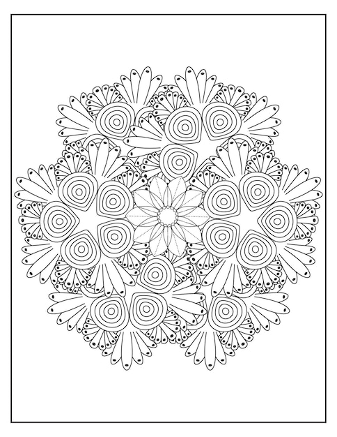 Flowers mandala coloring pattern design