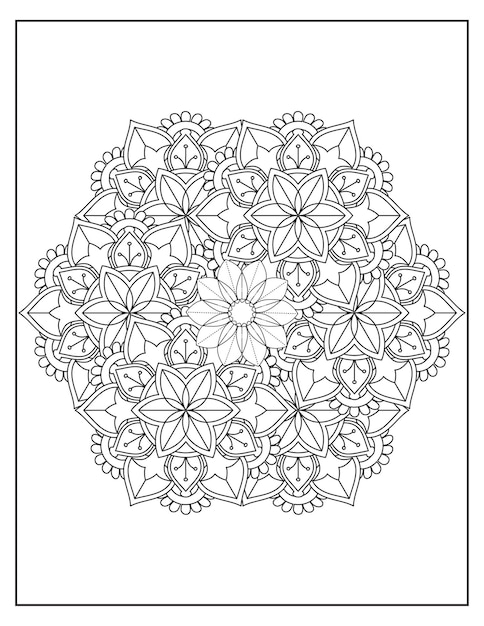 Flowers mandala coloring pattern design