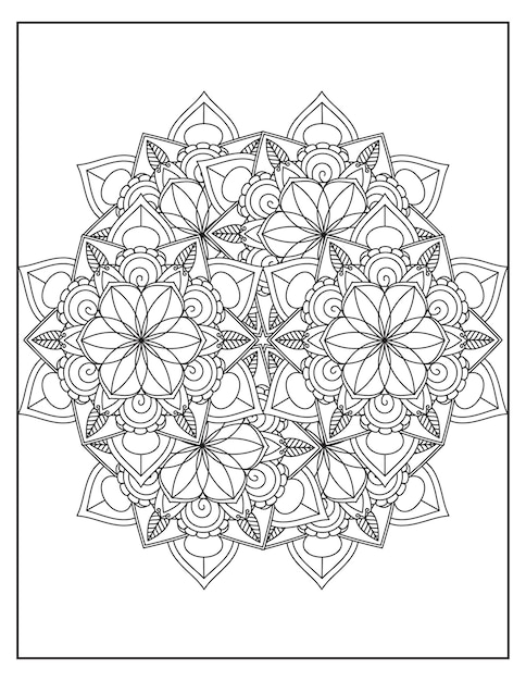 Flowers mandala coloring pattern design