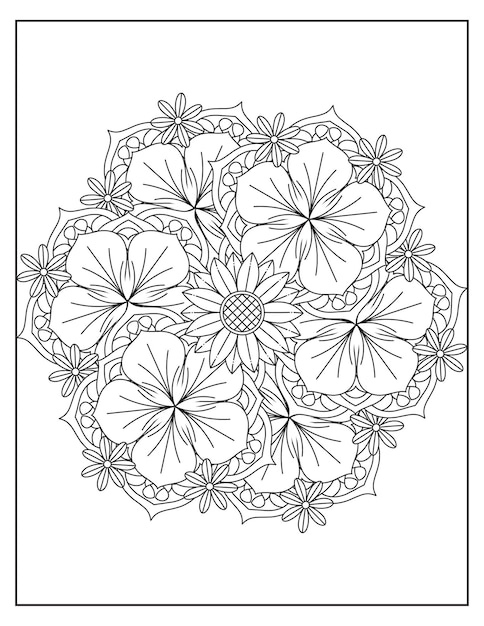 Disegno del modello di colorazione della mandala dei fiori