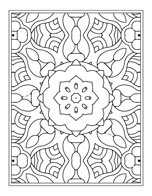 Flowers mandala coloring pattern design