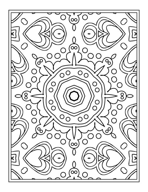 Flowers mandala coloring pattern design