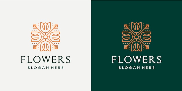 Flowers minimalist elegant monoline logo design