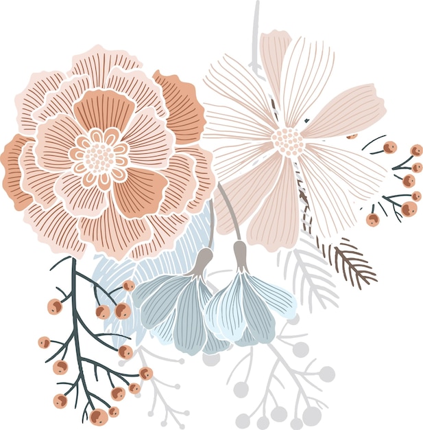 Vector flowers modern aesthetic organic illustration