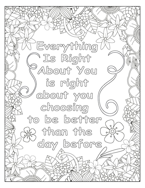 Vector flowers motivational coloring frame design