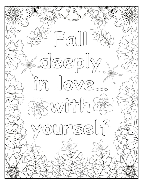 Vector flowers motivational coloring frame design