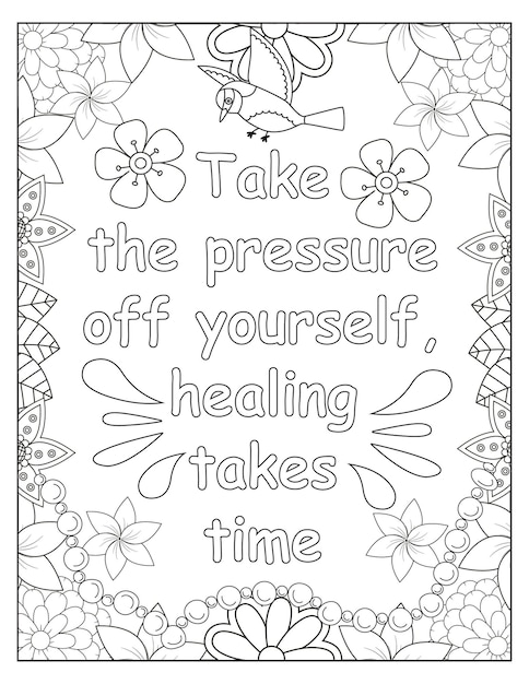 Flowers motivational coloring frame design