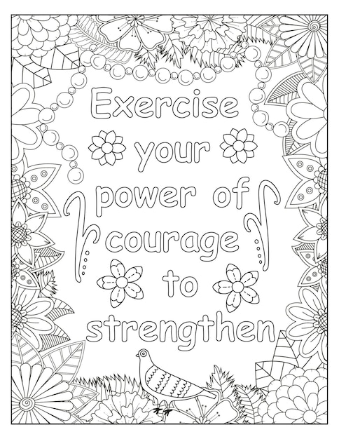 Flowers motivational coloring frame design