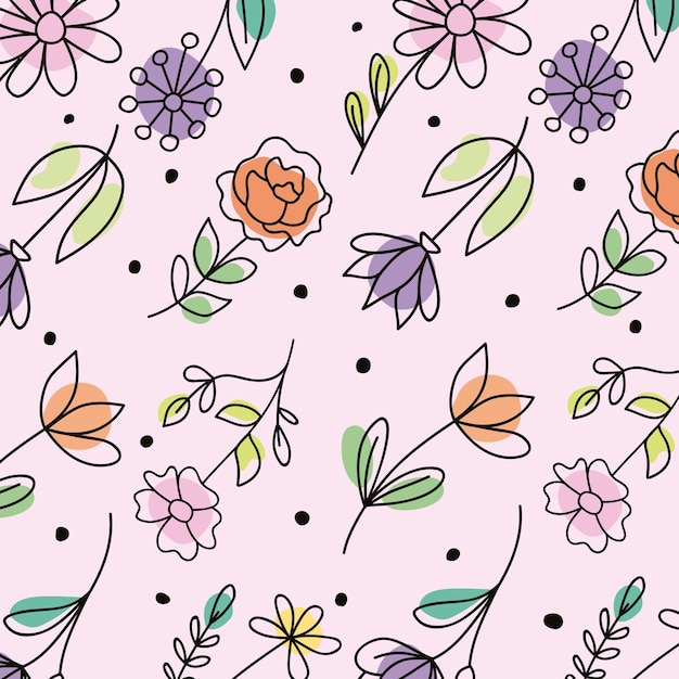 Flowers one line style pattern