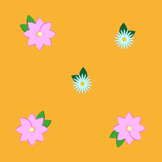 Вектор Цветы на оранжевом фоне растительный цветочный дизайн элемент дизайна векторная иллюстрация складское изображение