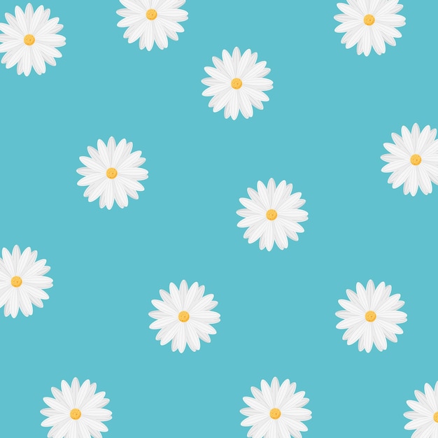 Flowers pattern over blue background vector illustration