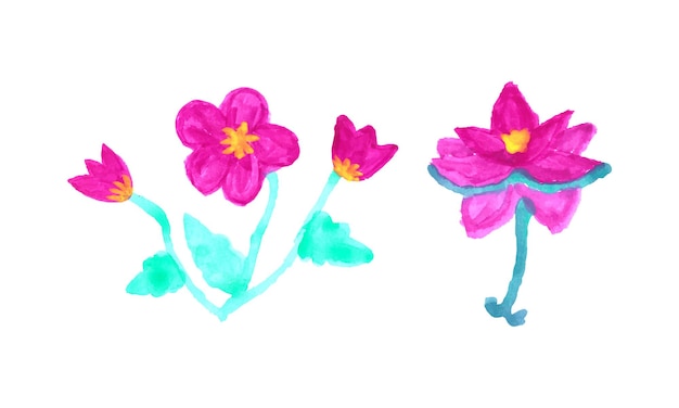 Vector flowers in pink and yellow