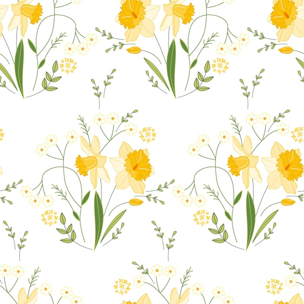 Flowers and plants flowers and birds seamless print pattern vector