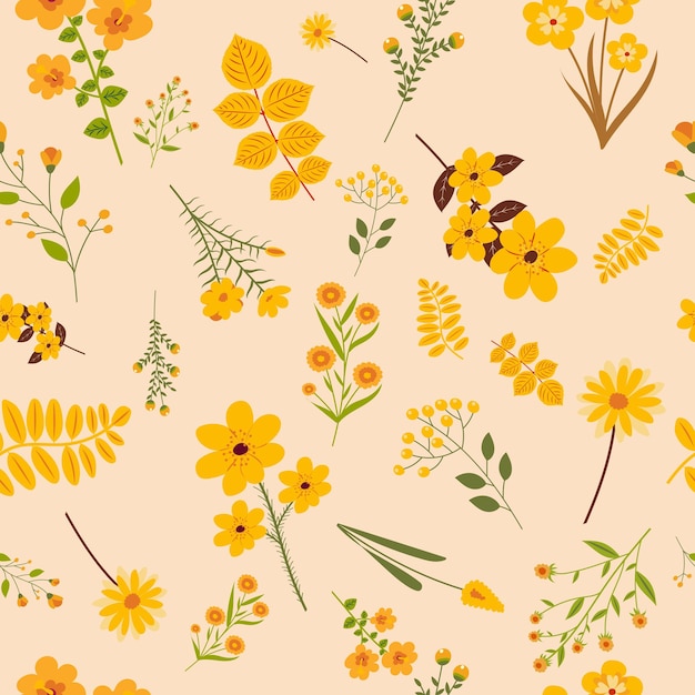 Flowers plants seamless background vector