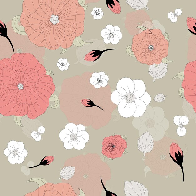 Flowers and plants seamless print pattern vector