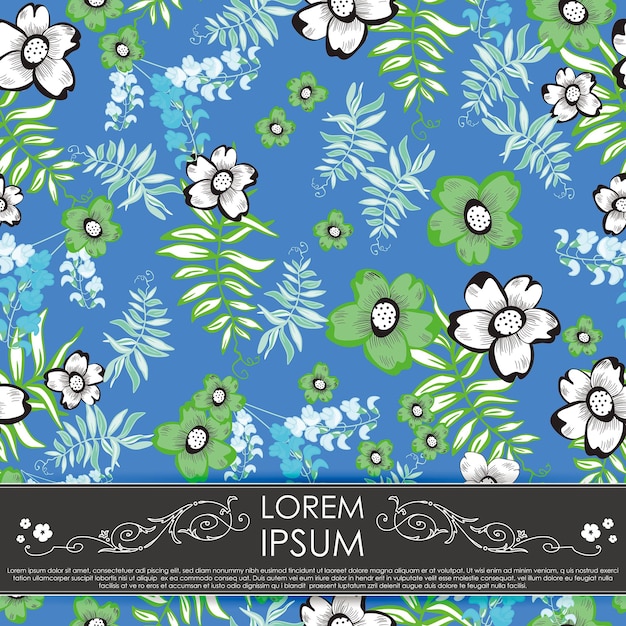 Flowers and plants seamless print pattern vector