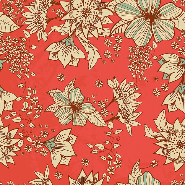 Flowers and plants seamless print pattern vector