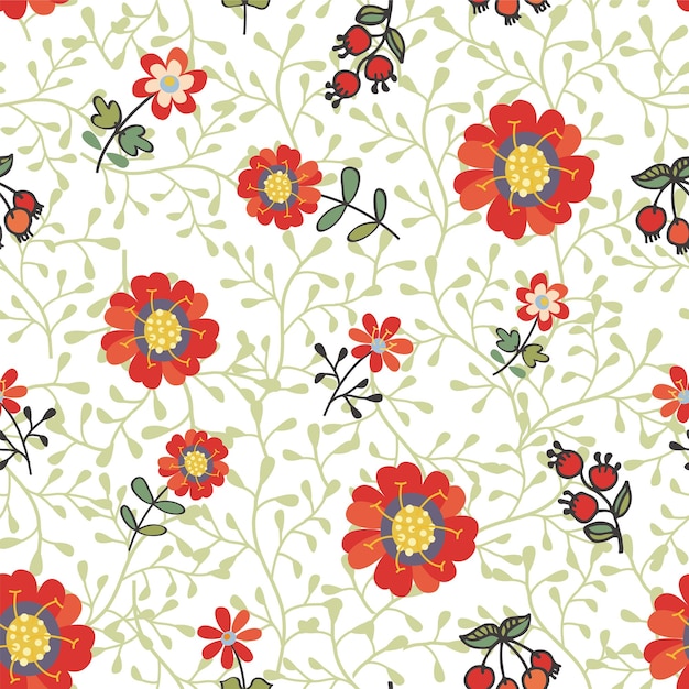 Flowers and plants seamless print pattern vector