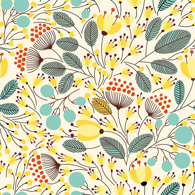 Vector flowers and plants seamless print pattern vector