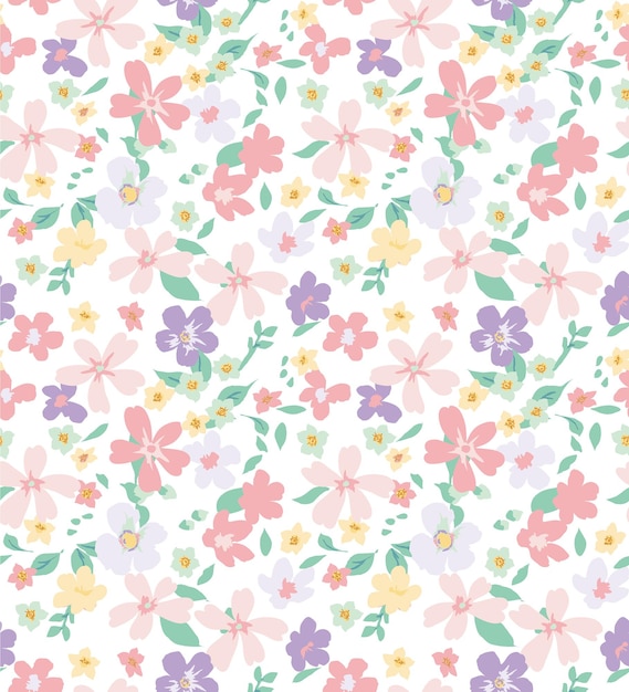 Flowers and plants seamless print pattern vector