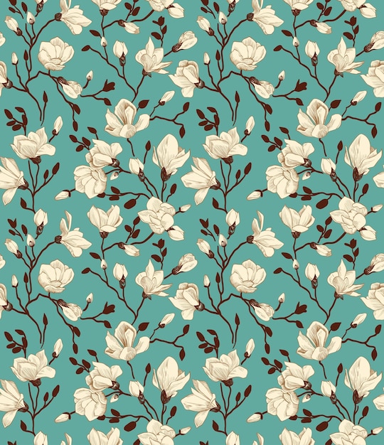 Flowers and plants seamless print pattern vector