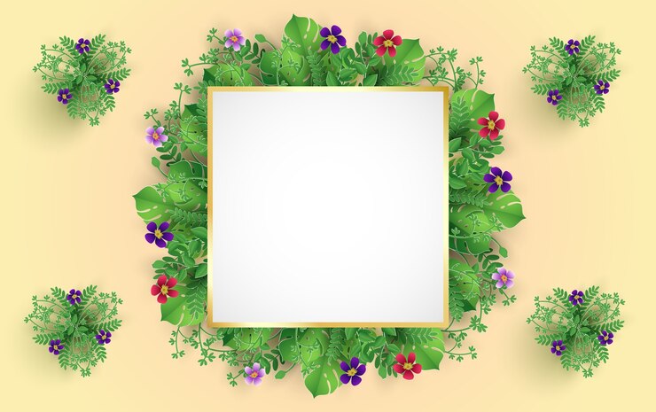Vector flowers and plants with paper art design