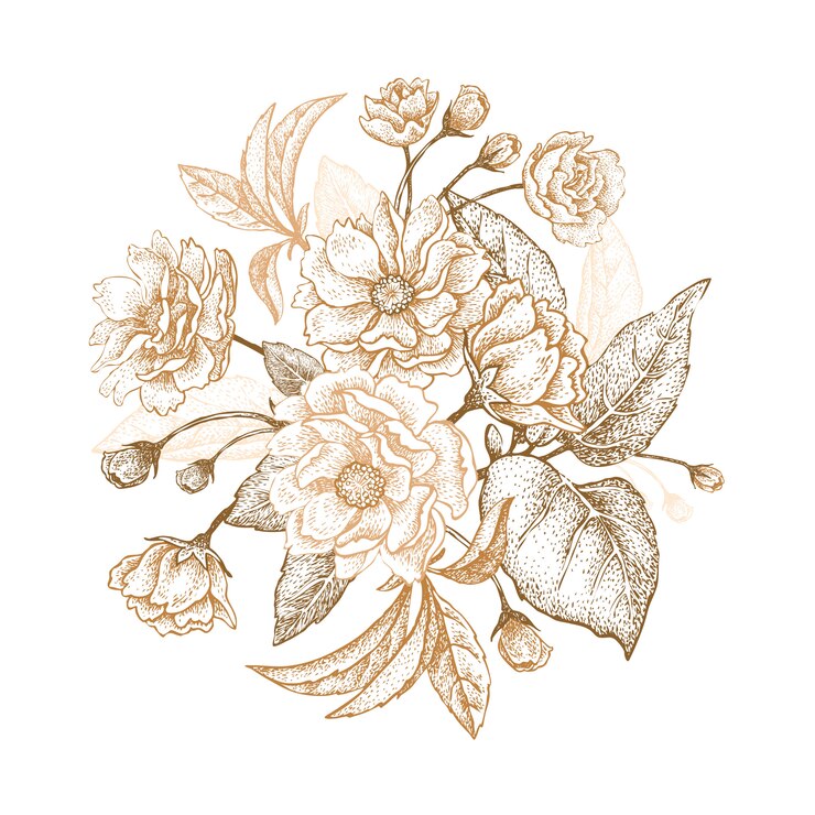 Vector flowers plum tree.