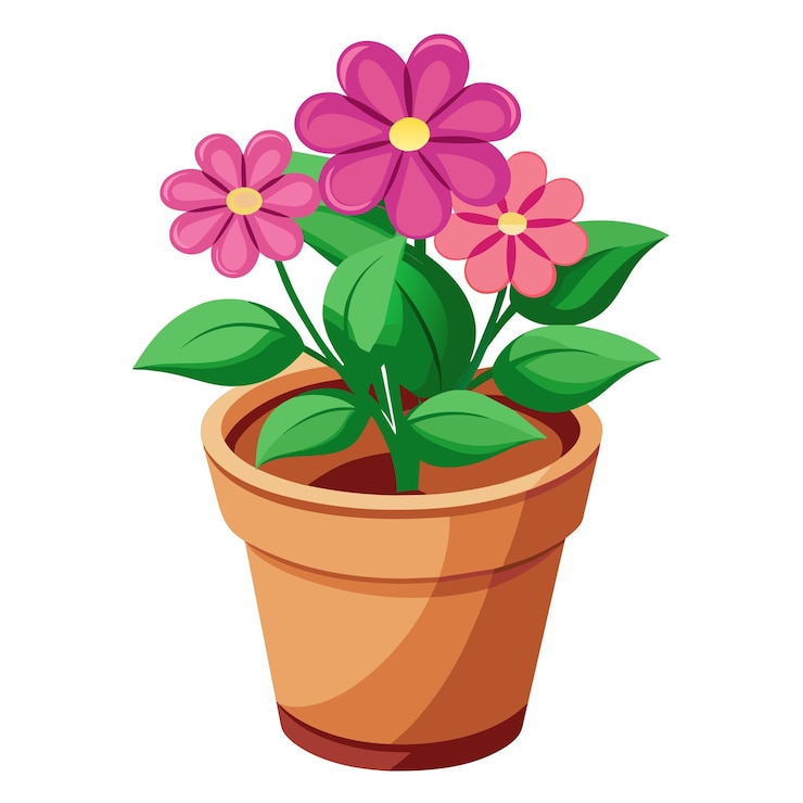 Vector 鉢の室内植物のベクトルイラストの花
