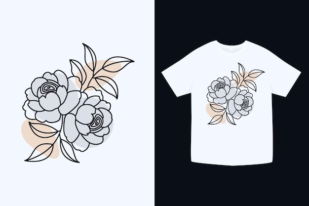 Flowers rose lined t-shirt design