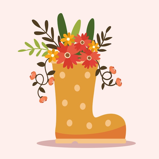 Flowers in rubber boots vector