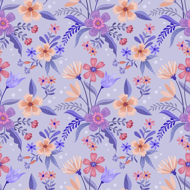 Flowers seamless pattern background with elegant hand drawn floral design