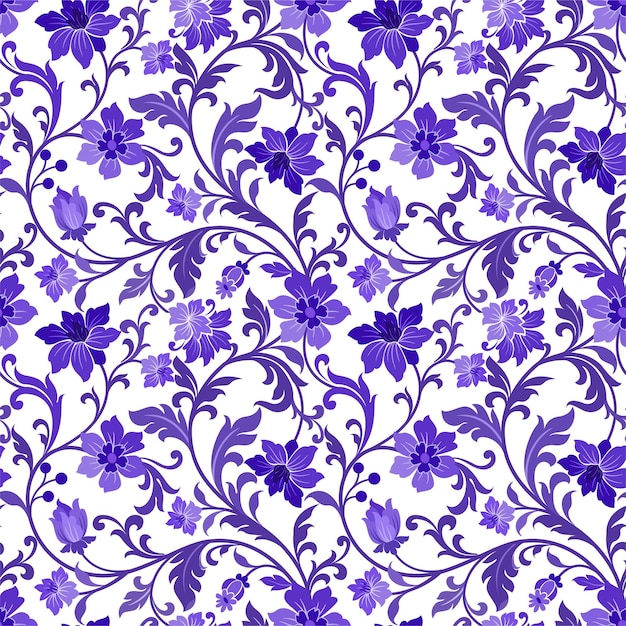 Flowers seamless pattern background with elegant hand drawn floral design
