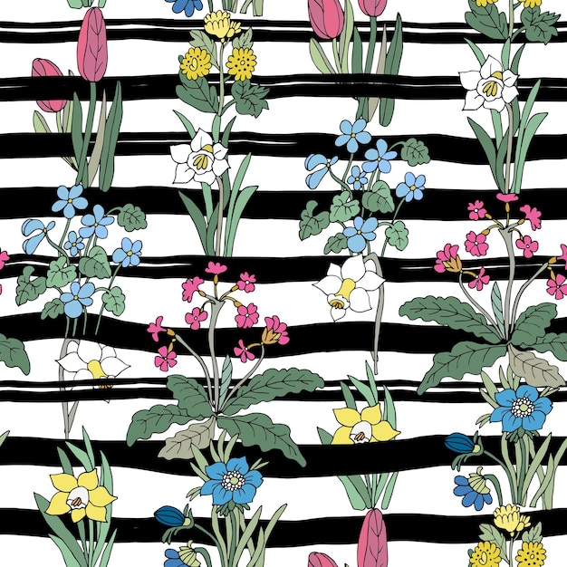 Vector flowers seamless pattern collection set design for greeting car