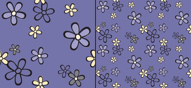 紫色の背景を持つ花のシームレスなパターン デザイン
