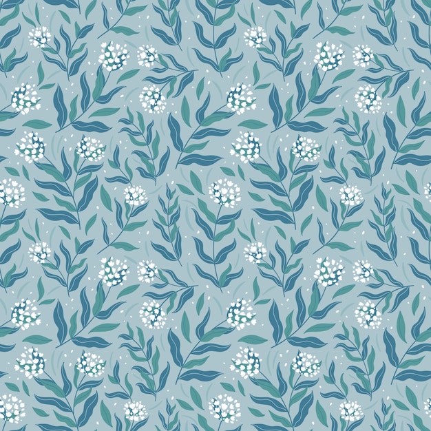Flowers seamless pattern in hand-drawn style. vector floral texture.
