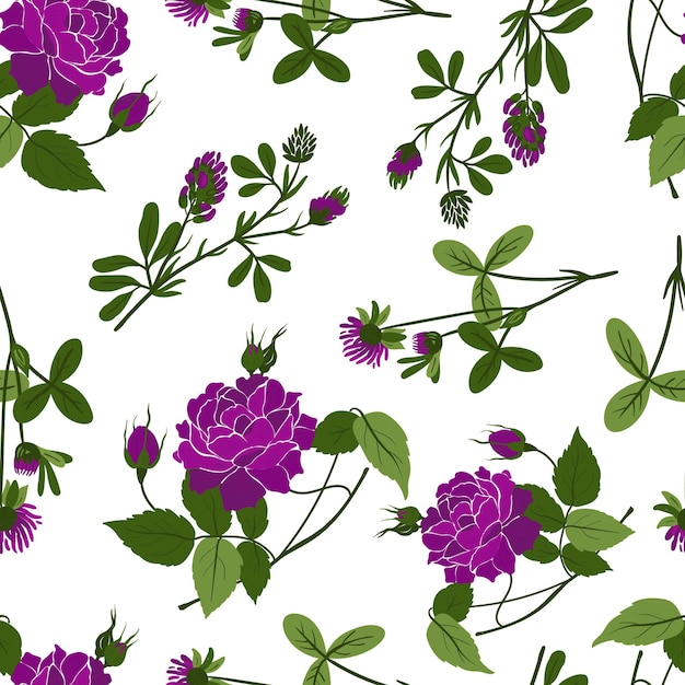 Flowers seamless pattern Pink color Modern trendy Matisse minimal style